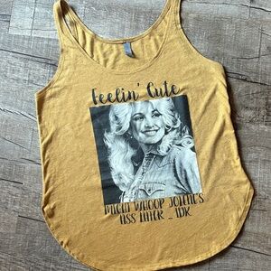 Feelin' Cute Dolly Parton Graphic Tank Top - Mustard